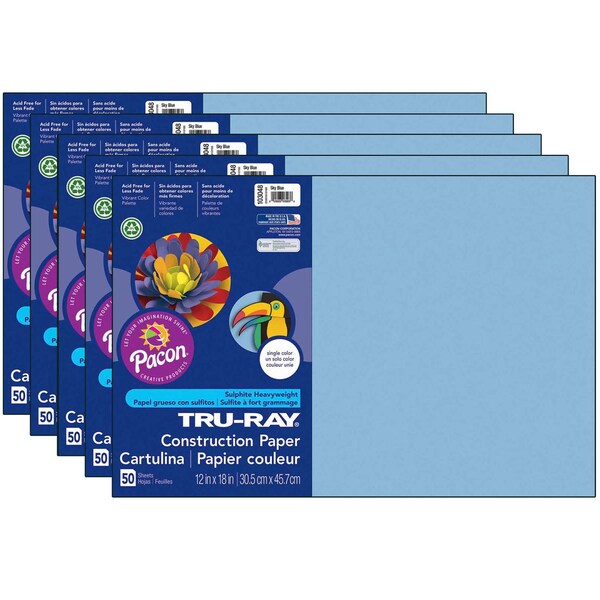 Tru-Ray Construction Paper, Sky Blue, 12x18in, PK250